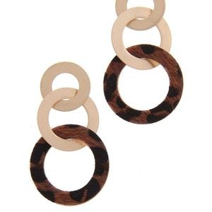 New Animal Print Circle Drop Earrings